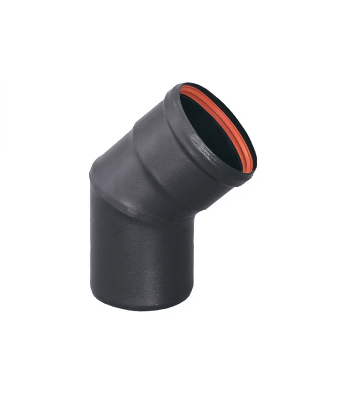 Codo a 45º PRACTIC de 80mm para Chimenea Pellet Vitrificada esmaltada en Negro