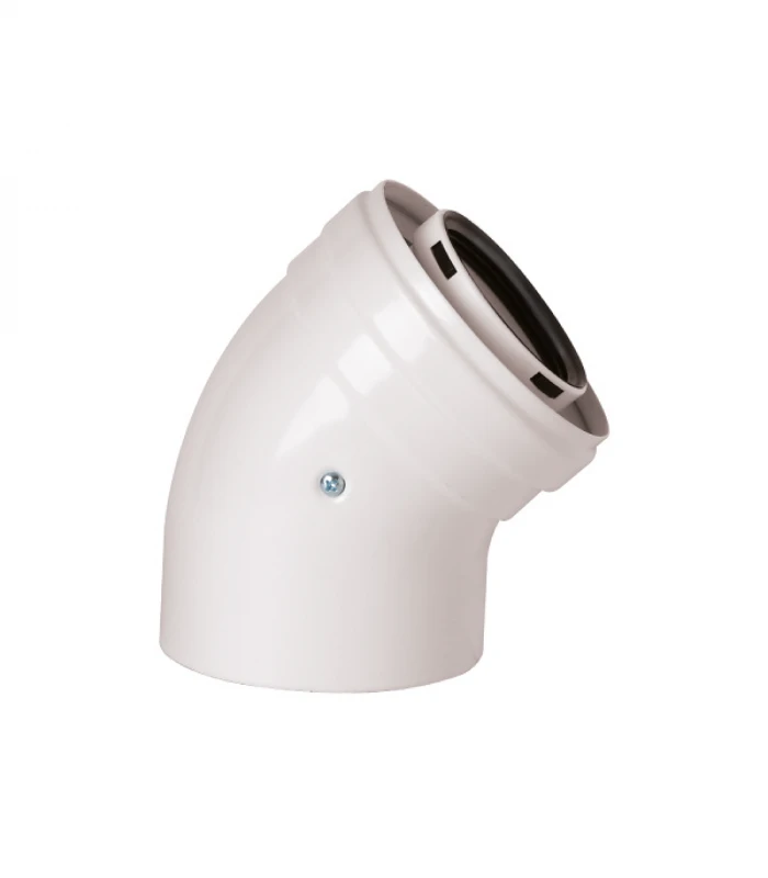 Codo a 45º PRACTIC para Chimenea Estanca Coaxial de Polipropileno (PPR) para Condensación