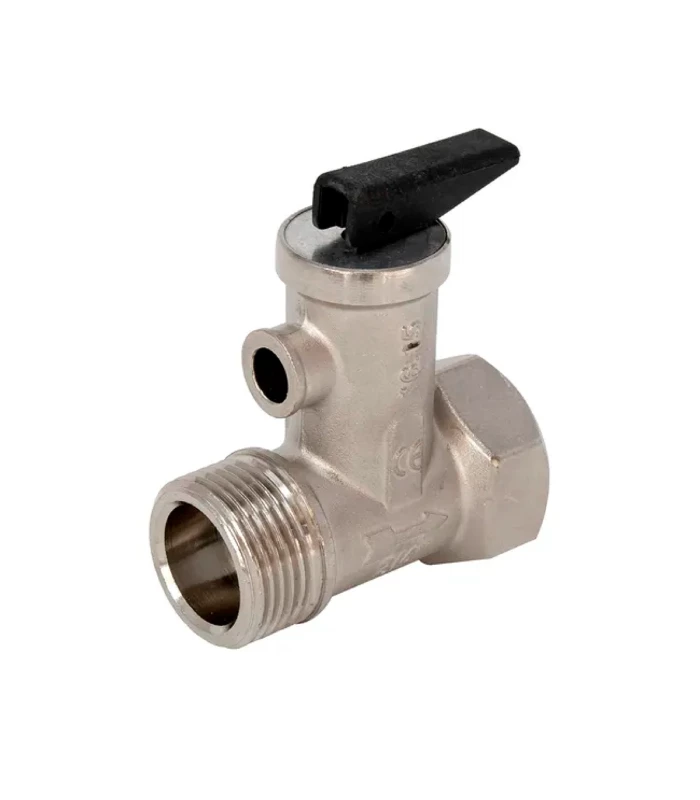 Válvula de seguridad cromada para Termo eléctrico con palanca