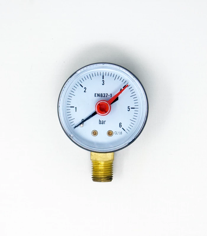 Manómetro de 0-6bar para Válvulas de Seguridad de diámetro 50mm con conexión Radial de 1/4"