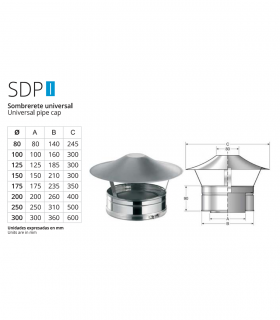 Sombrerete Universal de Chimenea inoxidable BOFILL Doble Pared Aislada AiSi-304