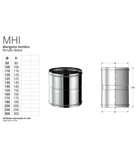 Manguito Hembra - Hembra para Chimenea inoxidable BOFILL Simple Pared AiSi-304