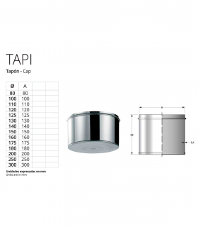 Tapón para Te de Chimenea inoxidable BOFILL Simple Pared AiSi-304 Tapón para Te de Chimenea inoxidable BOFILL Simple Pared AiSi-304