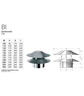 Sombrerete Universal para Chimenea inoxidable BOFILL Simple Pared AiSi-304 Sombrerete Universal para Chimenea inoxidable BOFILL Simple Pared AiSi-304