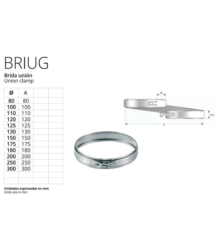 Brida de Unión para Chimenea inoxidable BOFILL Simple Pared AiSi-304