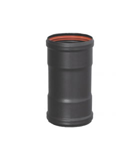 Manguito Hembra-Hembra Longitud 165mm PRACTIC de 80mm para Chimenea Pellet Vitrificada esmaltada en Negro